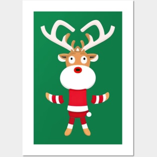 christmas reindeer posing Posters and Art